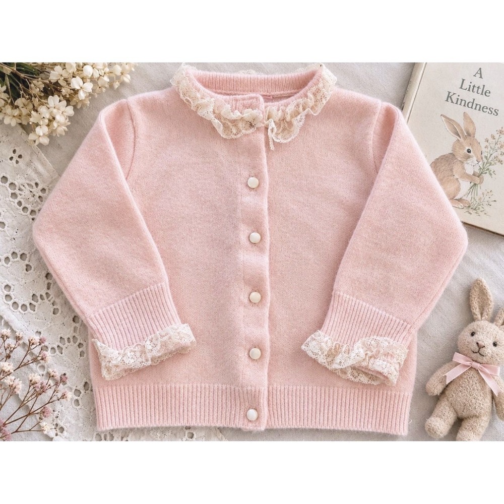 Vtg Henri Bendel Baby Cardigan Cashmere Pink Coquette Balletcore Cottagecore 24m